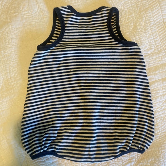 NWOT Just Ducky Navy/White Striped Unisex Onesie Size: 12M - Picture 2 of 5